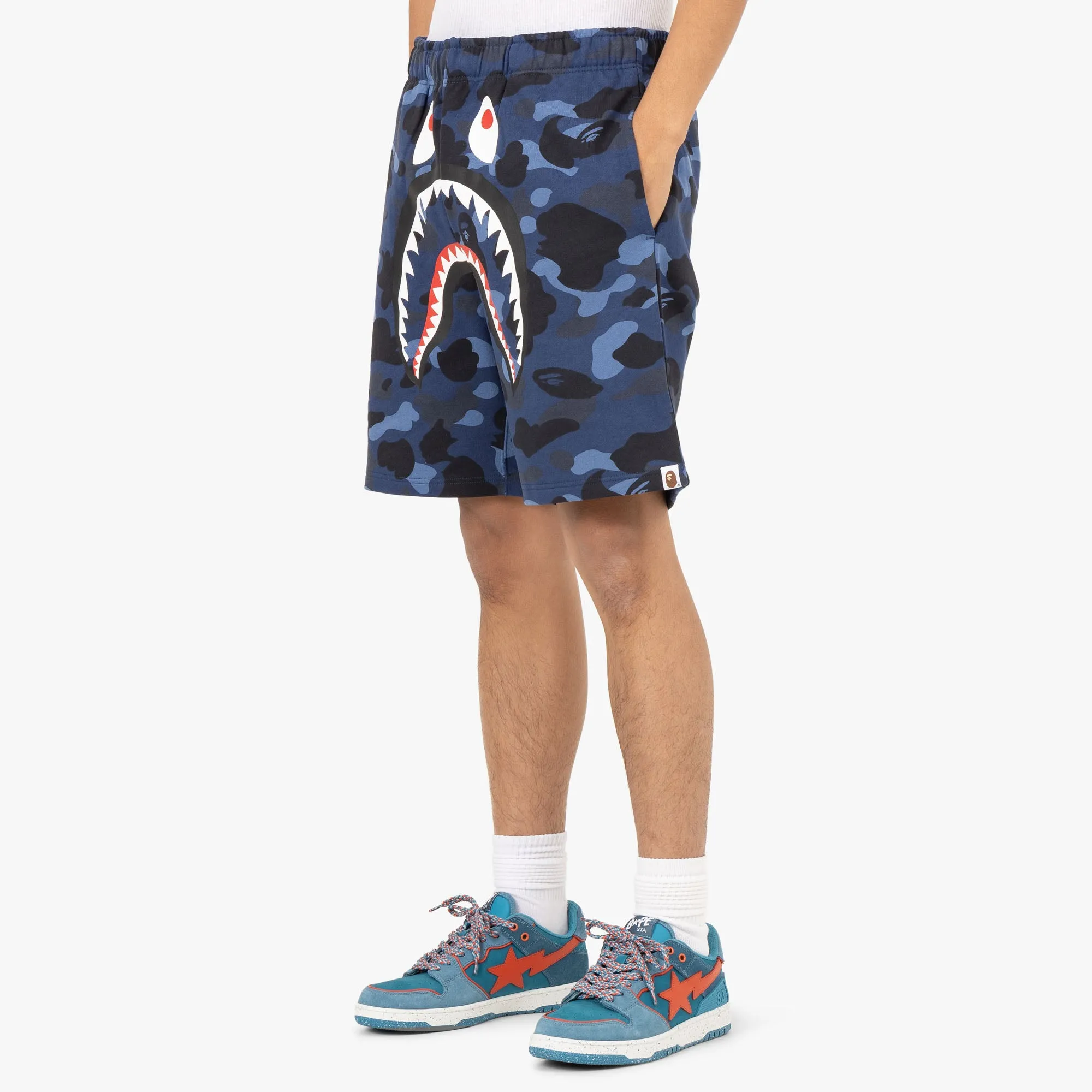 BAPE Color Camo Shark Sweat Shorts / Navy