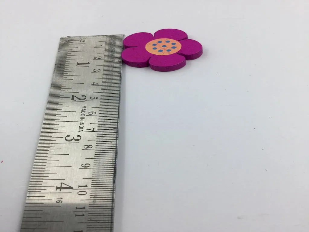Multicolour Flower Designer Wooden Button